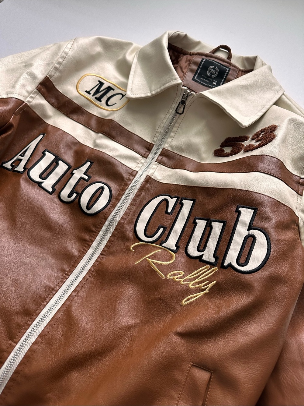 Auto Club Rally Brown & Cream Men's Racing Jacket - Picture 2 of 6